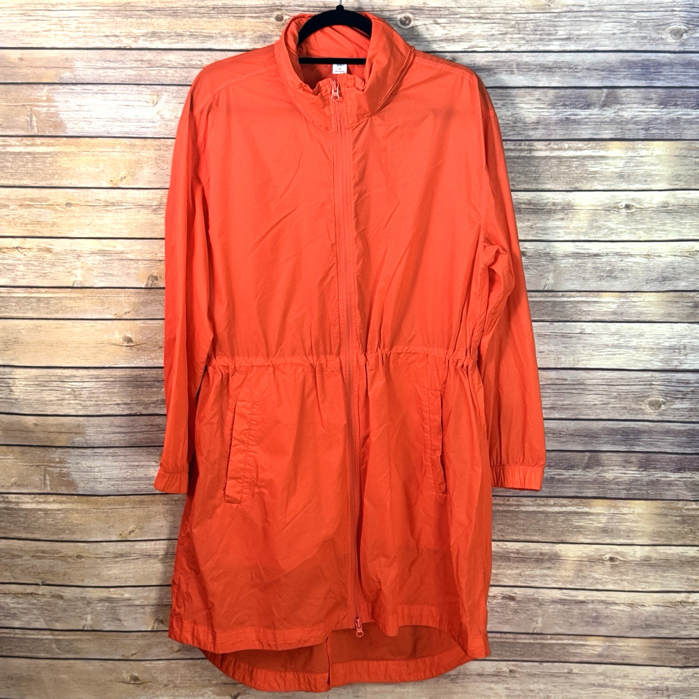 Old Navy Active Womens Bright Orange Full Zip Windbreaker Hooded Raincoat Jacket